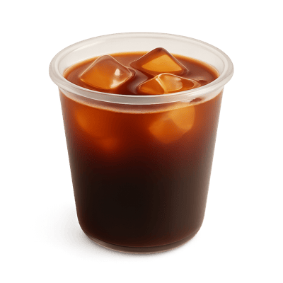 a cup of iced americano in a clear cup